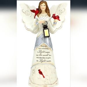 NWT ELEMENTS 9" Angel Figurine in Memory Loss "LIGHT REMAINS" Holding Lantern